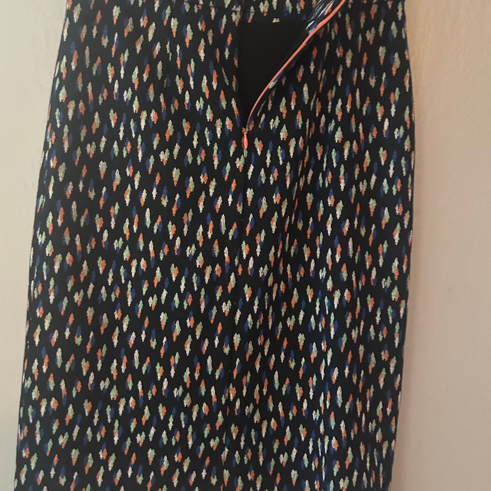 Anthropologie Debra Blue Patterned Pencil Faux Wrap Skirt - Picture 6 of 7